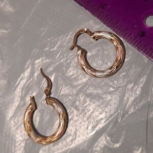 AUTHENTIC SEXY GENUINE 14K TRI-GOLD OVER STAINLESS STEEL HOOP EARRINGS CLEARANCE